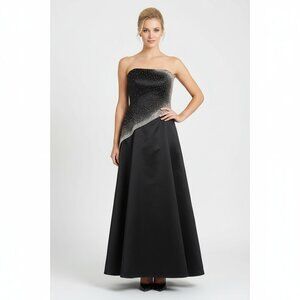 Cache Black & Sliver Maxi Formal Spaghetti Strap Rhinestone Embellished Dress 4